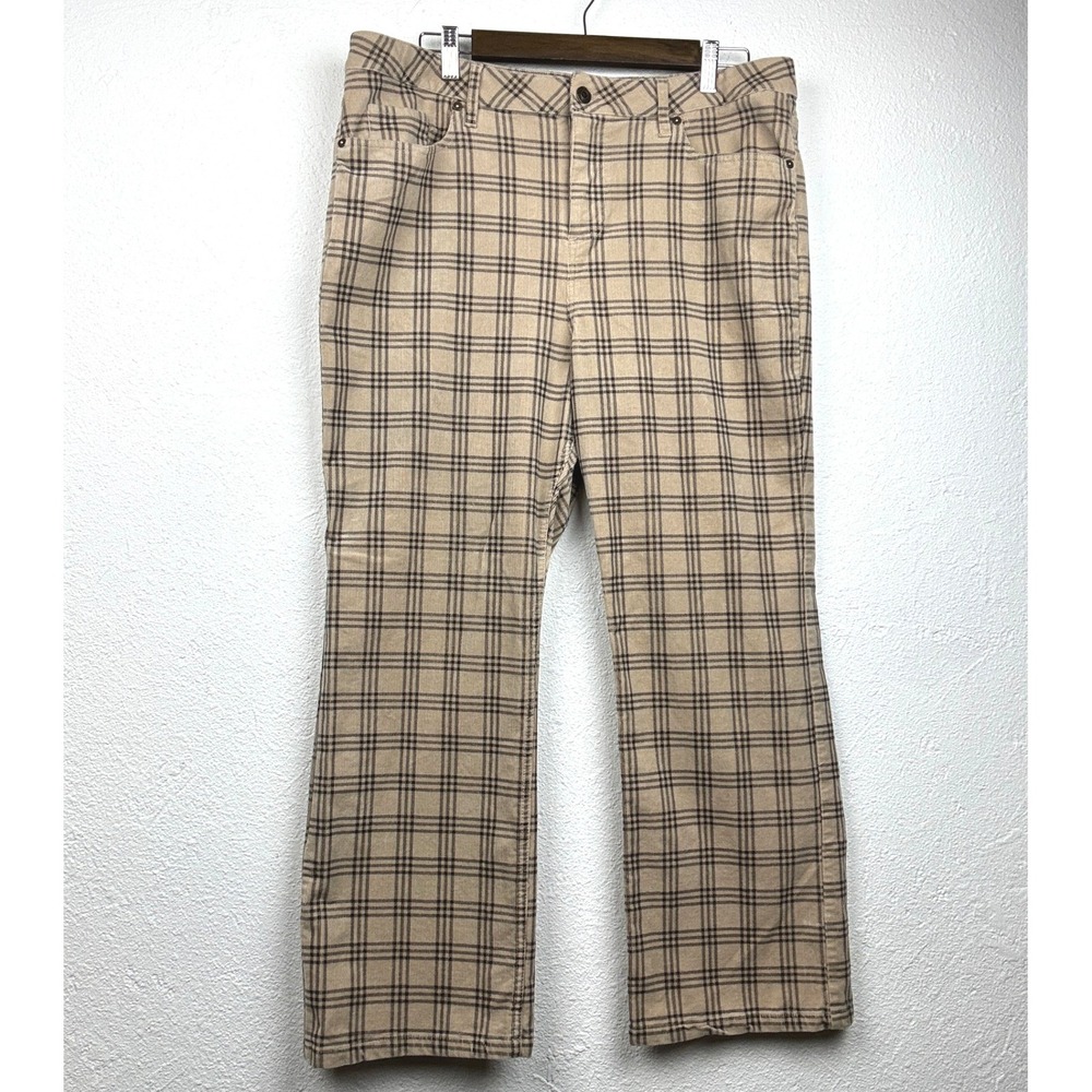 Vigoss Tan Plaid Corduroy Pants - 33 - Straight Leg Dark Academia Preppy Retro